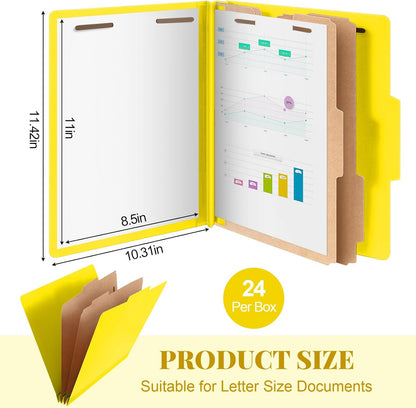 Skyygemm 12 Pcs Classification Folders Letter Size Bulk - 2 Dividers Pressboard File Folder with 3. 5 Inch Expansion, 2 Prongs Fastener, Heavy Duty Office File Organizer for Teacher Medical (Hot Pink)