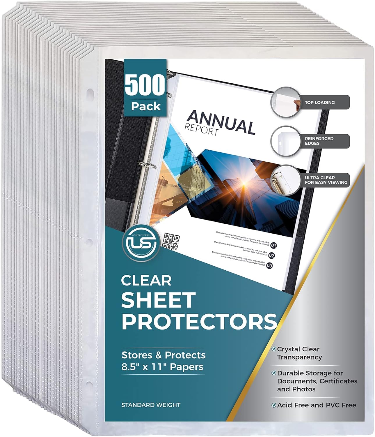 Sheet Protectors, 200 Count Clear Page Protectors for 3 Ring Binder, Top Loading Plastic Sleeves 8.5 x 11 inch