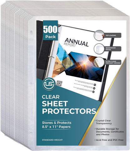 Sheet Protectors, 200 Count Clear Page Protectors for 3 Ring Binder, Top Loading Plastic Sleeves 8.5 x 11 inch