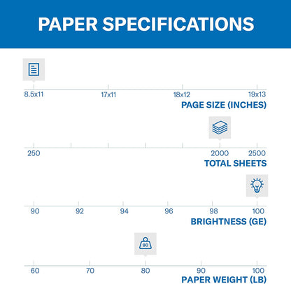 Hammermill Cardstock, Premium Color Copy, 80 lb, 8.5 x 11 - 1 Pack (250 Sheets) - 100 Bright, Made in the USA Card Stock, 120023R, White