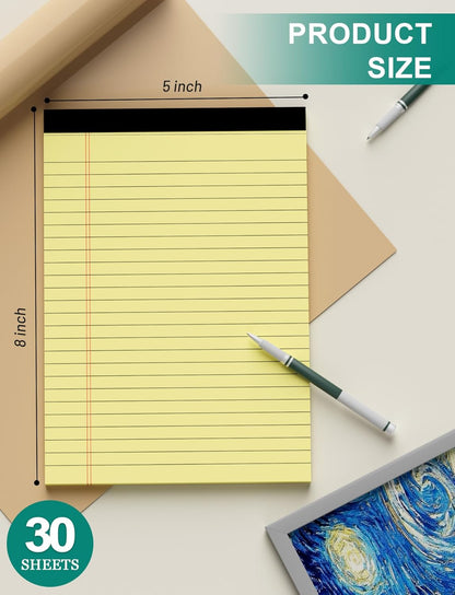 12 Pack Legal Pads 5x8 Inch Colorful Note Pads for Writing NotePads，Narrow Ruled Small Notepad 5x8 inch Legal Pad,30 Sheets Per Notebook Writing Pad for Study, Office, to-Do Lists(Multicolor)