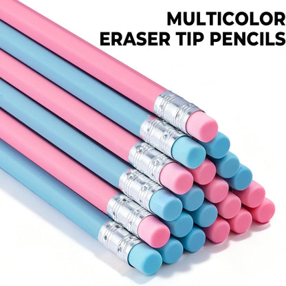 M&G Daily Series 24 Pack HB Pencils, Pre-Sharpened Hexagonal Wood-Cased Pencils with Erasers, 4 Color Barrels, Includes 2 Mini Sharpeners for Writing Drawing and School Office Supplies