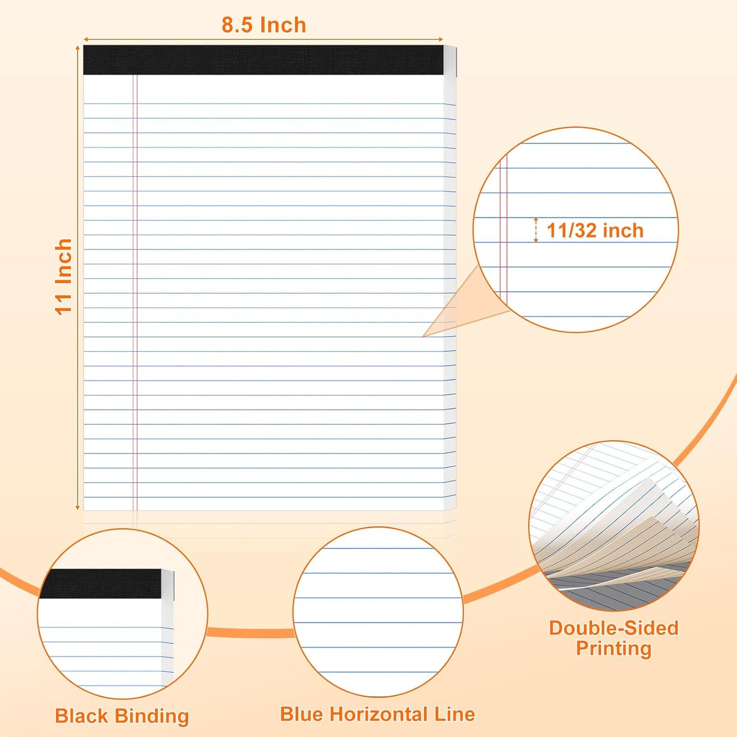 12pcs 5x8 Inch Yellow Note Pads Legal Pads, College Ruled Writing Legal Pads, 360 Sheets Total, Notepad for Students, Office & Home | Bulk Supply for Notes, Lists & Planning | Premium Quality Paper