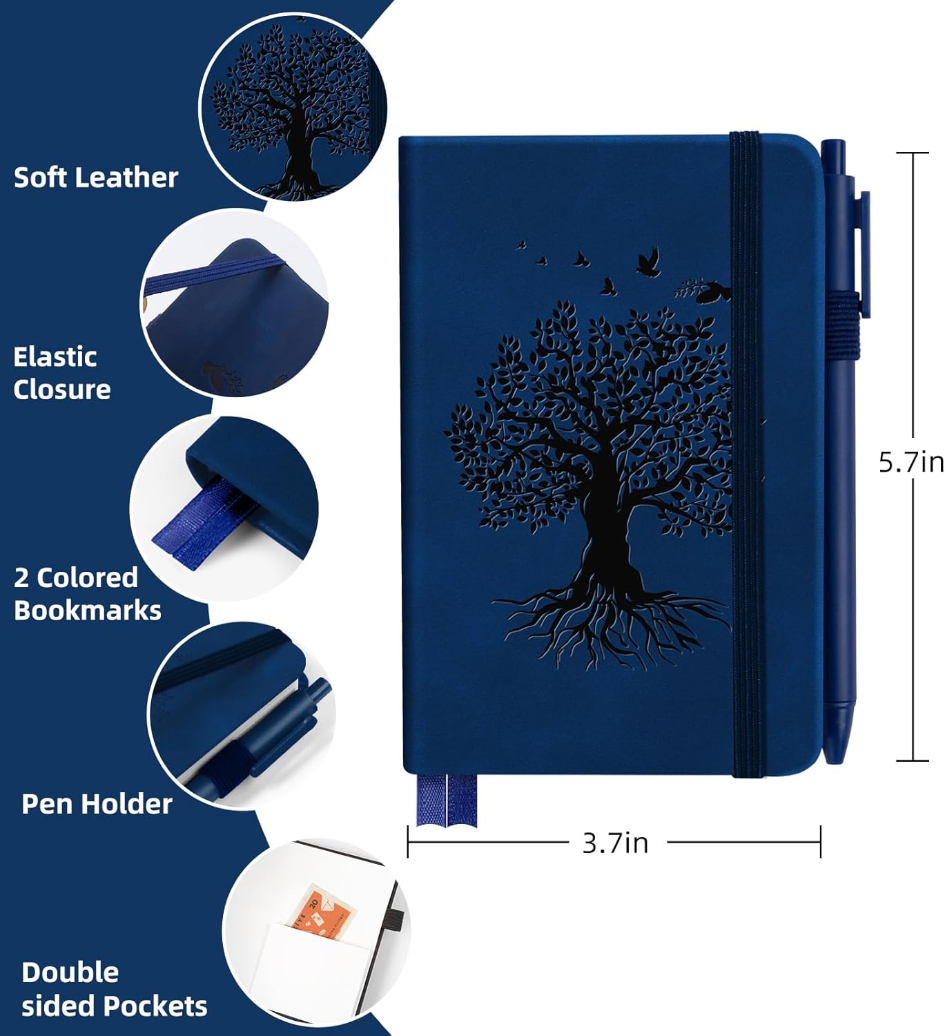 3 Pack Pocket Journaling Notebooks, A6 Small Notebook For Note Taking Journaling Notebooks Journals For Writing Mini Note Pads With Pen Holder 120 Pages 100 GSM Thick Paper(Nude, Brown, Forest Green)