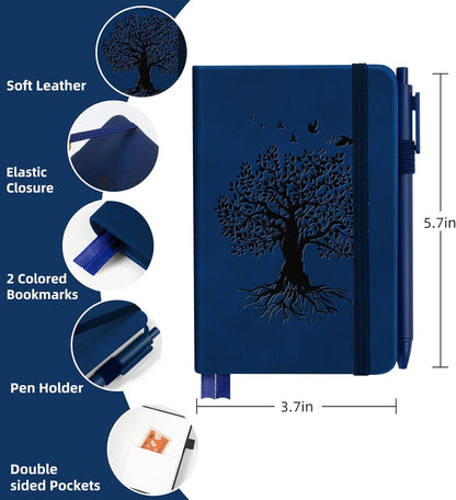 3 Pack Pocket Journaling Notebooks, A6 Small Notebook For Note Taking Journaling Notebooks Journals For Writing Mini Note Pads With Pen Holder 120 Pages 100 GSM Thick Paper(Nude, Brown, Forest Green)