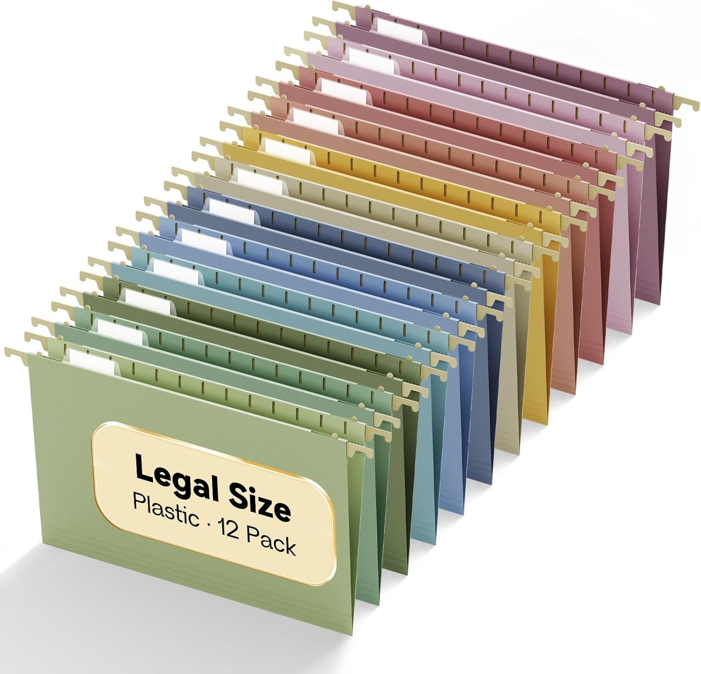 Plastic Hanging File Folders Letter Size,12 Pack Reinforced Filing Cabinet Folders with Tabs,Macaron Heavy Duty Hanging Organizer Foldrs for File Box & File Frame,Designed for Home Office