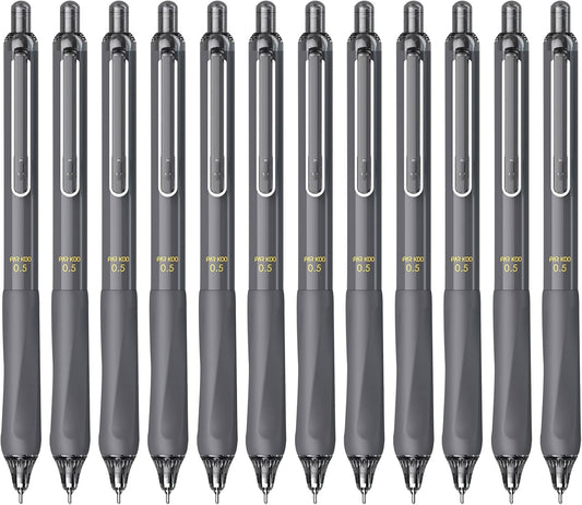 ParKoo Gel Pens Quick Dry Ink Fine Point 0.5mm, Retractable Rolling Ball 6 Black/6 Blue Ink Pen, Click Silent Pens Set for Journaling Notetaking Drawing Sketching Smooth Writing Non Bleed 12pcs