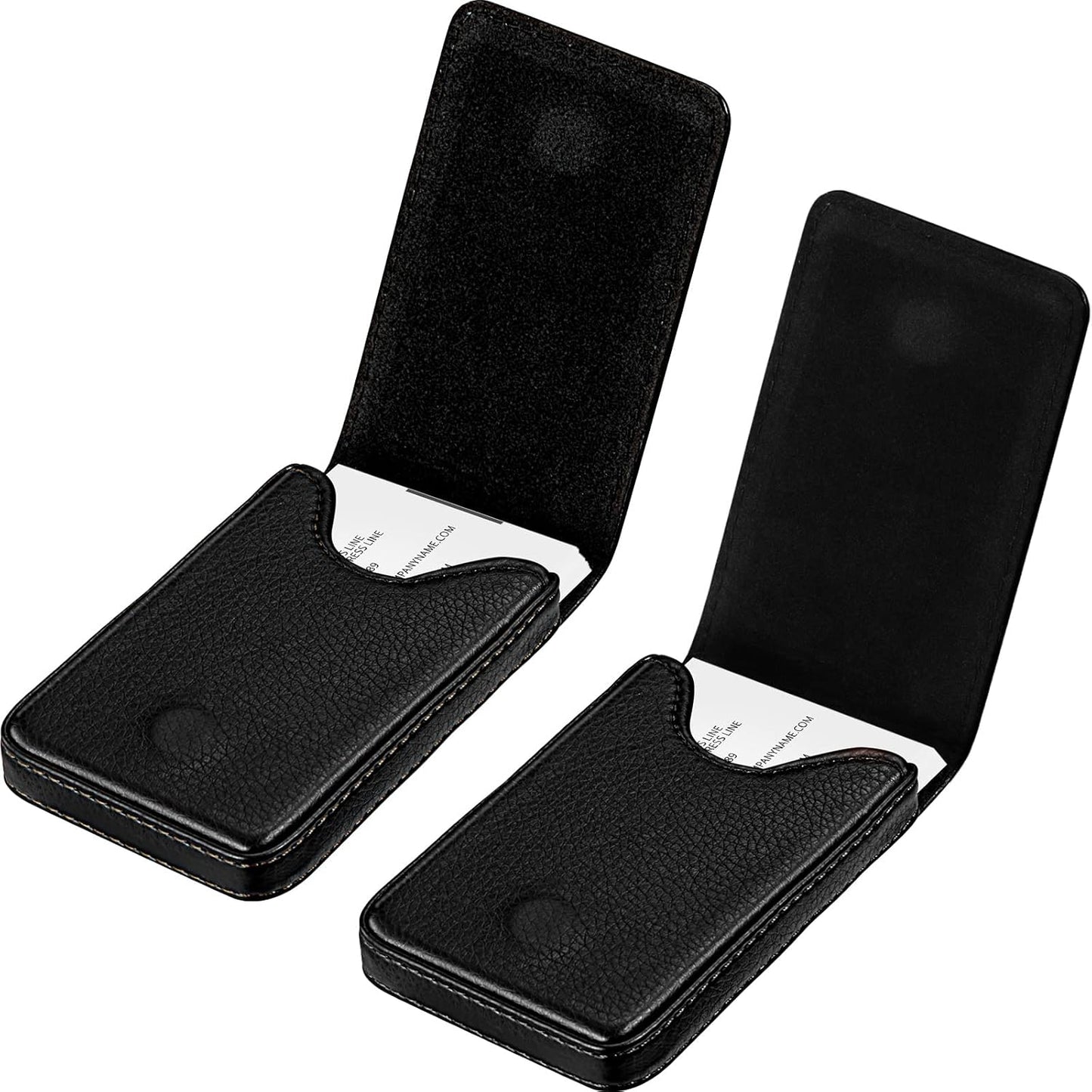 Outus 2 Pieces Business Card Holder, PU Leather Business Card Case Pocket Wallet with Magnetic Shut for Valentines Gift Men Women(Black and Coffee,Classic)