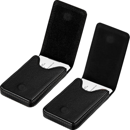 Outus 2 Pieces Business Card Holder, PU Leather Business Card Case Pocket Wallet with Magnetic Shut for Valentines Gift Men Women(Black and Coffee,Classic)