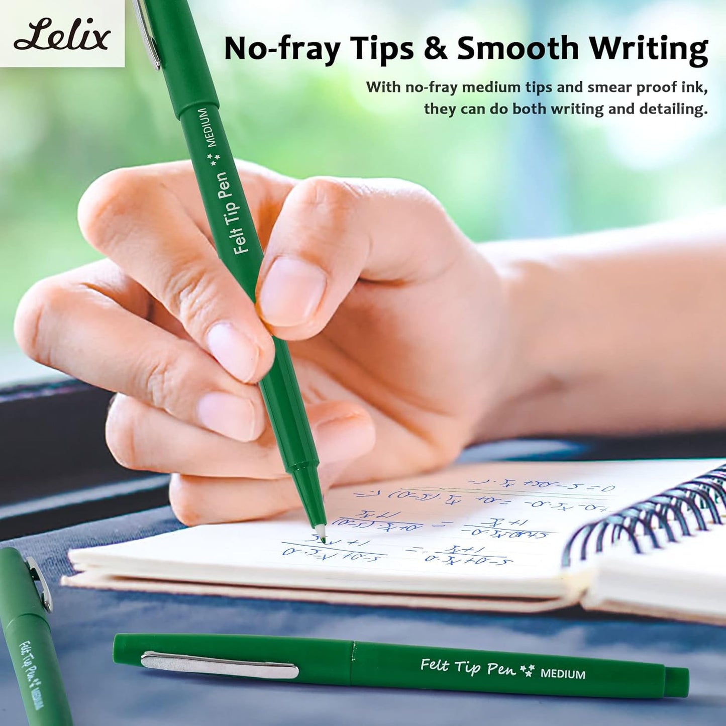 Lelix Felt Tip Pens, 15 Black Pack, 0.7mm Medium Point, Felt Tip Markers Pens for Journaling, Writing, Note Taking, Planner, Perfect for School Office and Art Supplies