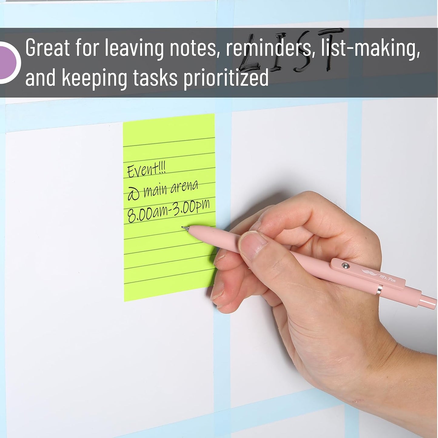 Mr. Pen- Lined Sticky Notes, 3" x 3", 12 Pads, 60 Sheets/Pad, Morandi Color, Bulk Sticky Notes with Lines, Ruled Post Stickies, Memo Pads, Self-Stick Note Pad for Office, School, Home, Study