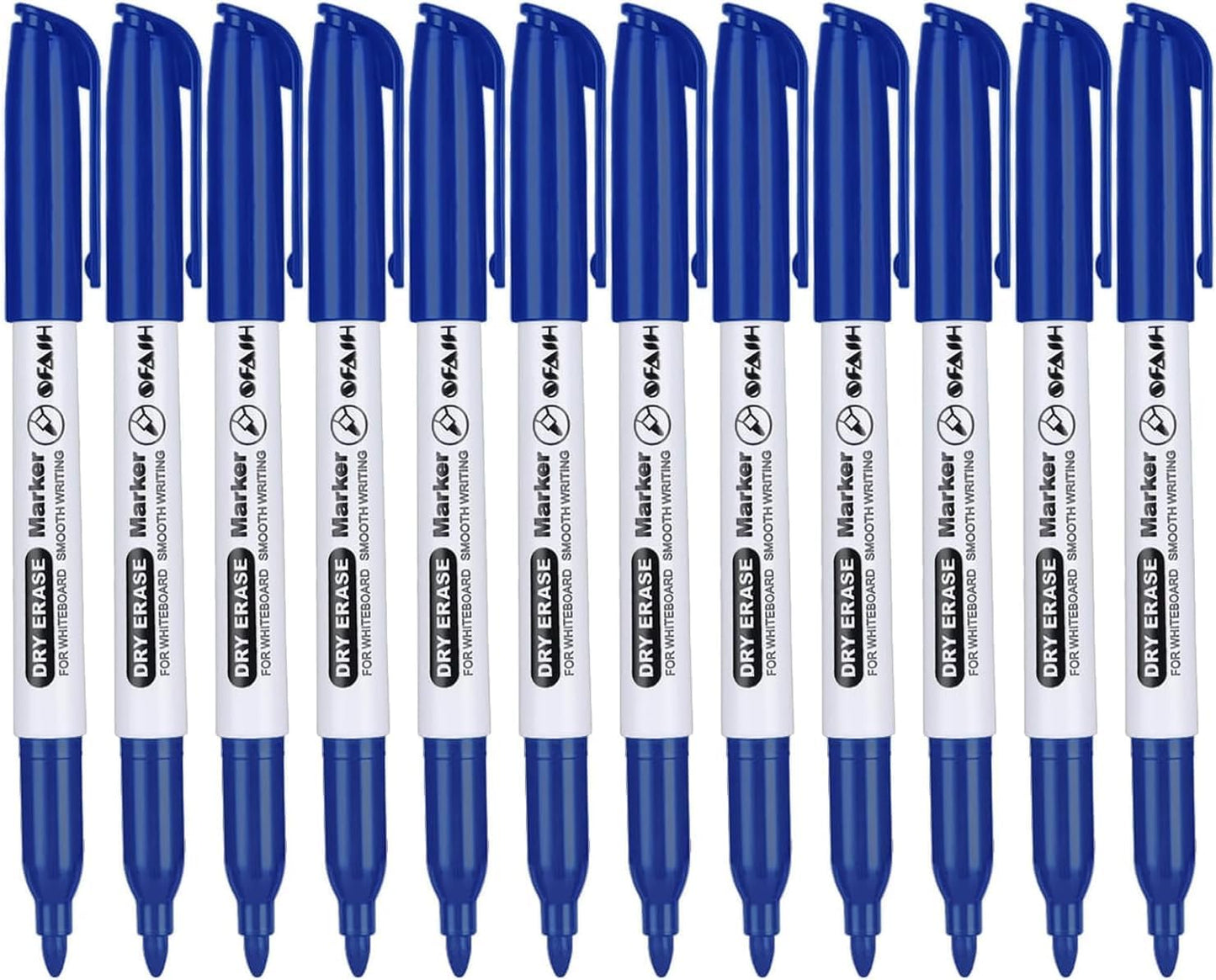 SFAIH Black Dry Erase Markers Fine Tip - 12 Pack Whiteboard Markers Standard Set For Office Teams, Teachers, Classrooms, Training Sessions | Low-Odor
