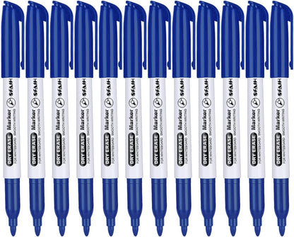 SFAIH Black Dry Erase Markers Fine Tip - 12 Pack Whiteboard Markers Standard Set For Office Teams, Teachers, Classrooms, Training Sessions | Low-Odor