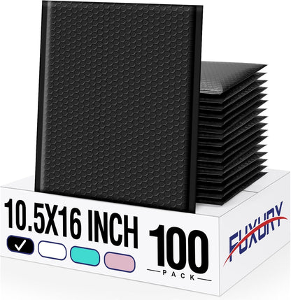 Fuxury Bubble Mailers 10.5x16 Inch 40 Pack Self Seal Padded Envelopes Waterproof Mailing Envelopes Bubble Padded Cushioning Padded Mailers Bubble Bags for Packaging Small Business Large #5 Black