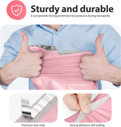Fuxury Poly Mailers 14.5x19 Inch 50pc Shipping Bags for Small Business Mailing Envelopes for Clothing,Self Seal Shipping Envelopes Waterproof Poly bags Durable Packaging Bags Light Pink