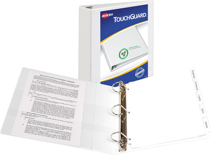 Avery TouchGuard Protection 3 Ring Binder, Customizable Cover, 1.5 Inch Slant Rings, 1 White Binder (17142)