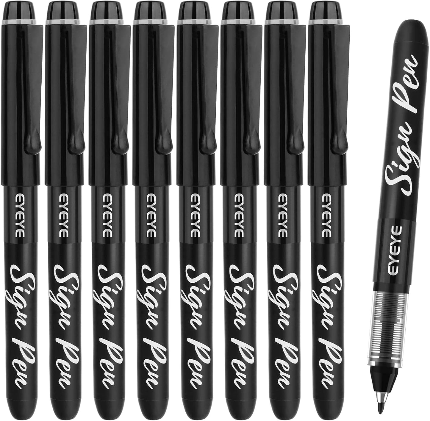 EYEYE Sign Pens 9 Pack (Black Blue Red Green)- 1.0mm Nib Tip - 0.6mm Line, Liquid Ink Sign Pen Smooth Writing - Fineliner Marker Pens Quick Drying