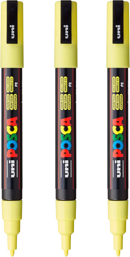 posca PC-3M Water-Based Paint Markers, Reversible Fine Tip (0.9-1.3mm), Pink, 3 Count