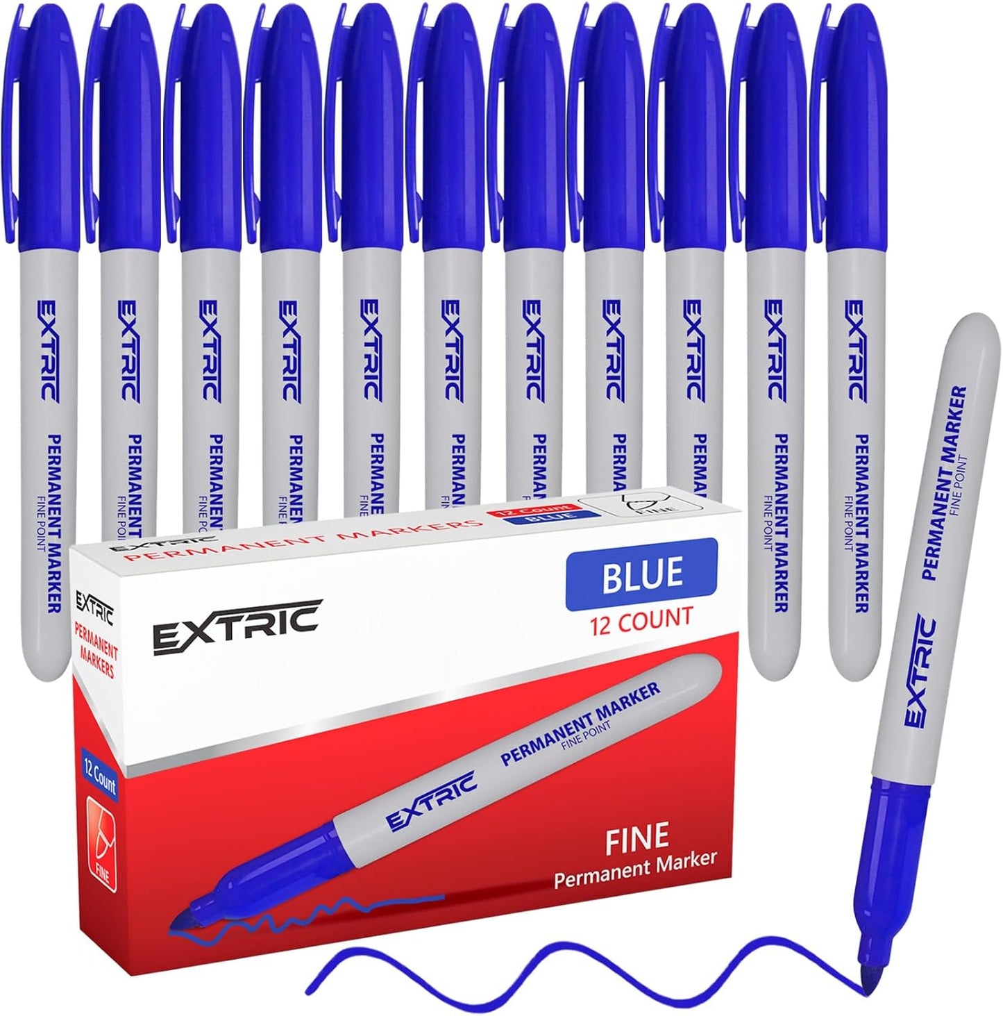EXTRIC Permanent Markers Black, 36 Count Fine Point Markers, Quick Drying, Works on Wood, Paper, Plastic, Metal and Glass, for Home, Office and School use