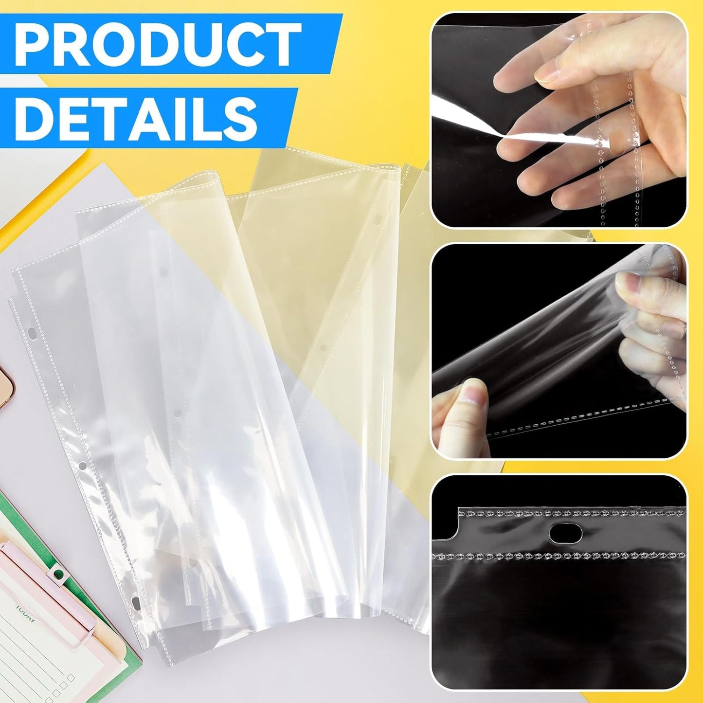Vmiapxo 100 Pack Scrapbook Refill Pages 12x12 Inch, Clear Page Protectors Fit 3 Ring Scrapbooking Binder & 12 x 12 Photo Album, Heavyweight Plastic Protective Sleeves, Sheet Protectors