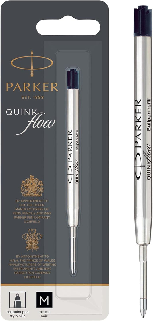 Parker QUINKflow Authentic Black Ink Refills, Medium Point, For Ballpoint Pens, 10 Count - Desk, Office Supplies, Everyday Writing