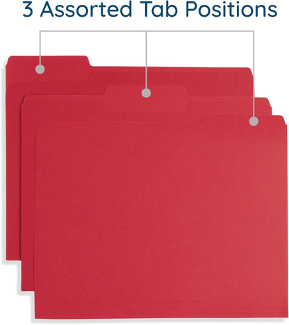 File Folder, 1/3 Cut Tab, Letter Size, Yellow, Great for Organizing and Easy File Storage, 100 Per Box