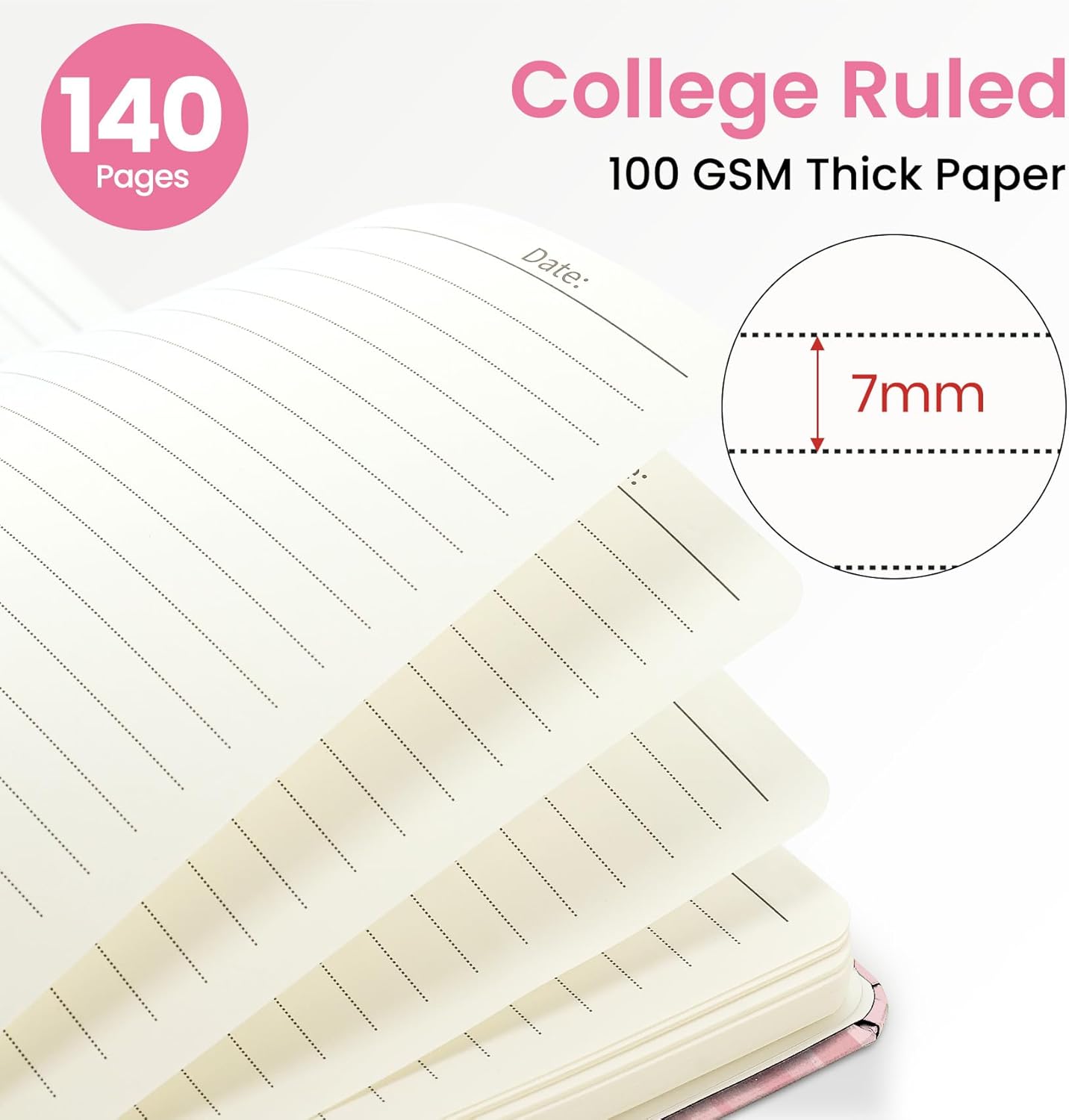 ZOTIA Lined Spiral Journal for Women, A5 Pretty Hardcover Notebook for Work, School & Office Writing, Aesthetic Writing Journal College Ruled, 140 Pages, 5.8" x 8.3", Twilight Bloom