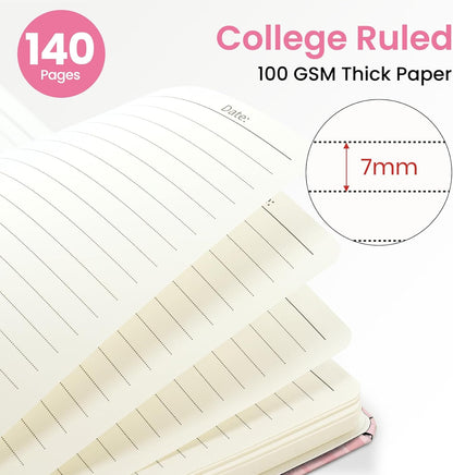 ZOTIA Lined Spiral Journal for Women, A5 Pretty Hardcover Notebook for Work, School & Office Writing, Aesthetic Writing Journal College Ruled, 140 Pages, 5.8" x 8.3", Twilight Bloom