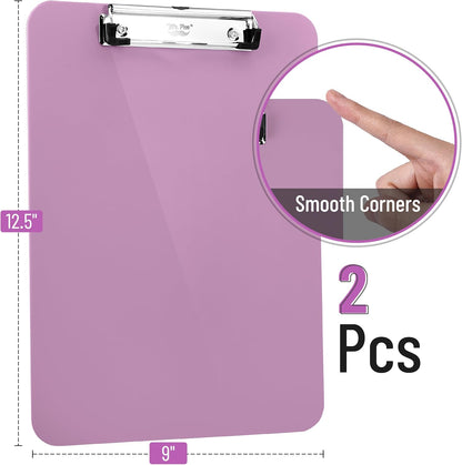 Mr. Pen- Plastic Clipboard, 12.5" x 9", 2 Pack, Clipboard Plastic, Low-Profile Metal Clip with Retractable Hanging Hole