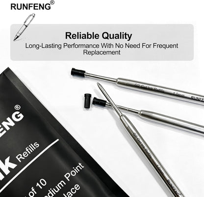 Pack of 10 Replaceable Ballpoint Pen Refills, G2 Gel Ink Refills,1mm Medium Point,Twist Pen Refill,Ball Point Pen Refills,Ink Refills for Pens,Black Ink Refills