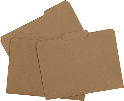 The File King 1/3 Cut File Folders Letter Size - 100 Pack | Manilla Folders 8.5 x 11 | Assorted 3 Tabs | Heavy Duty 11-Point Fiber | Made in USA | Undercut Front Style | Easy Labeling & Organization