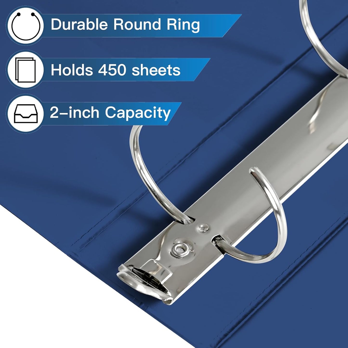 SUIN 2-Inch 3-Ring Binders with 2 Interior Pockets, Heavy Duty Clear View Presentation Binder Holds 425 Sheets Letter Size, Office School Home,6 Pack