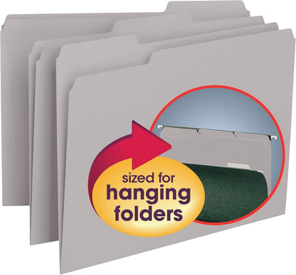 Smead Interior File Folder, 1/3-Cut Tab, Letter Size, Aqua, 100 per Box, Expandable File Folders for Filing Cabinet