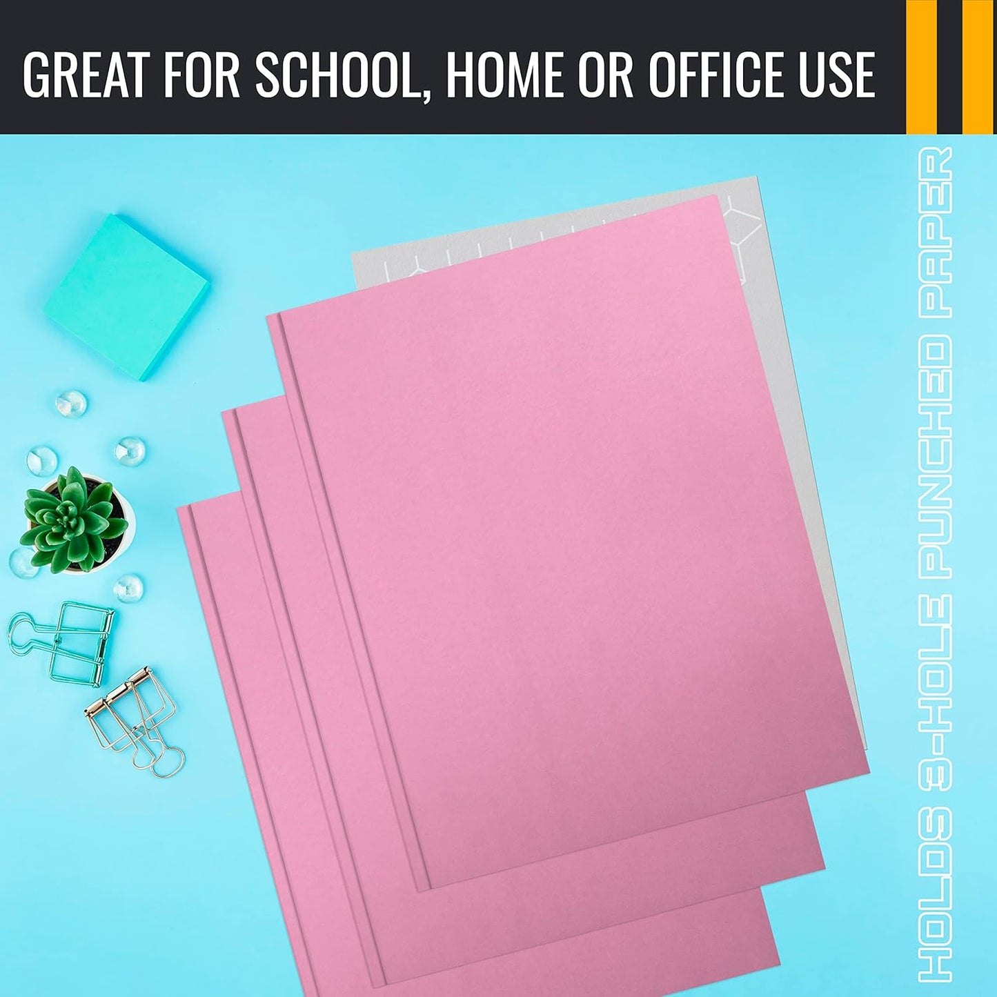 Better Office Products Blue Paper 2 Pocket Folders with Prongs, 50 Pack, Matte Texture, Letter Size Paper Folders, 50 Pack, with 3 Metal Prong Fastener Clips, Blue