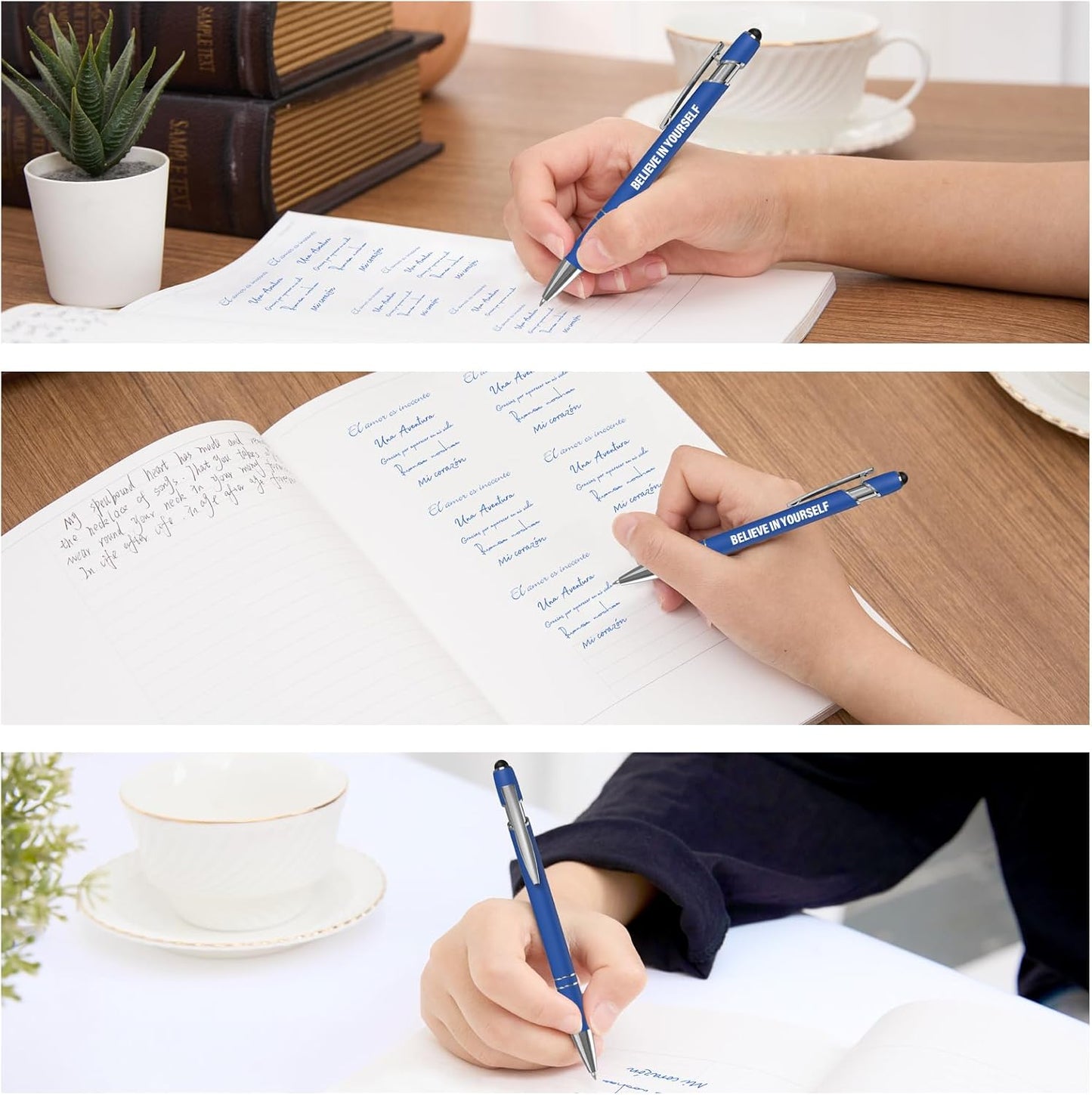 Actsun Funny Pens - 12 Pack Fine Point Smooth Writing Pens with Inspirational Tips, Black Ink, Touch Stylus Screens, Motivational Gift for Office & Desk Accessories