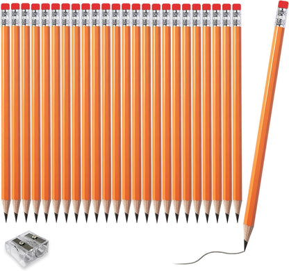 Adhere 25pcs Woodcase Pencils with Eraser Premium Pre-Sharpened Hexagon Graphite 2B pencils ideal for home, office writing including a Free Sharpener(Pink・25pcs)