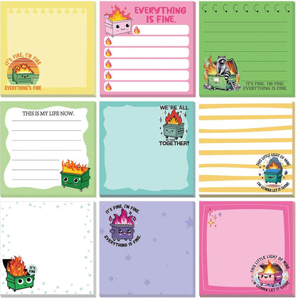 9 Pads Wildflower Sticky Notes 3x3 Inch Cute Self Stick Notepads Notes Adhesive Memo Pad Office Decor Gifts for Students School Teacher Meeting Office Supplies