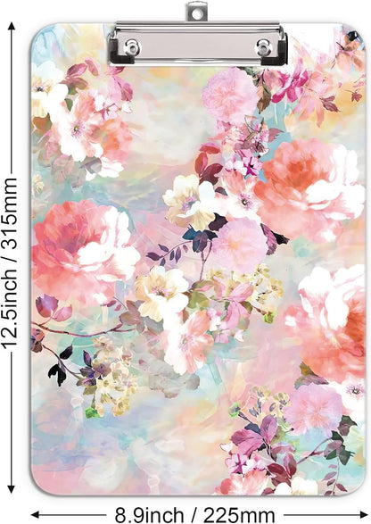 Hongri Plastic Cute Clipboard, Letter Size for Students, Teacher, Woman and Kids, Low Profile Clip, Decorative Pattern, Size 9 x 12.5 in, Dream Marble