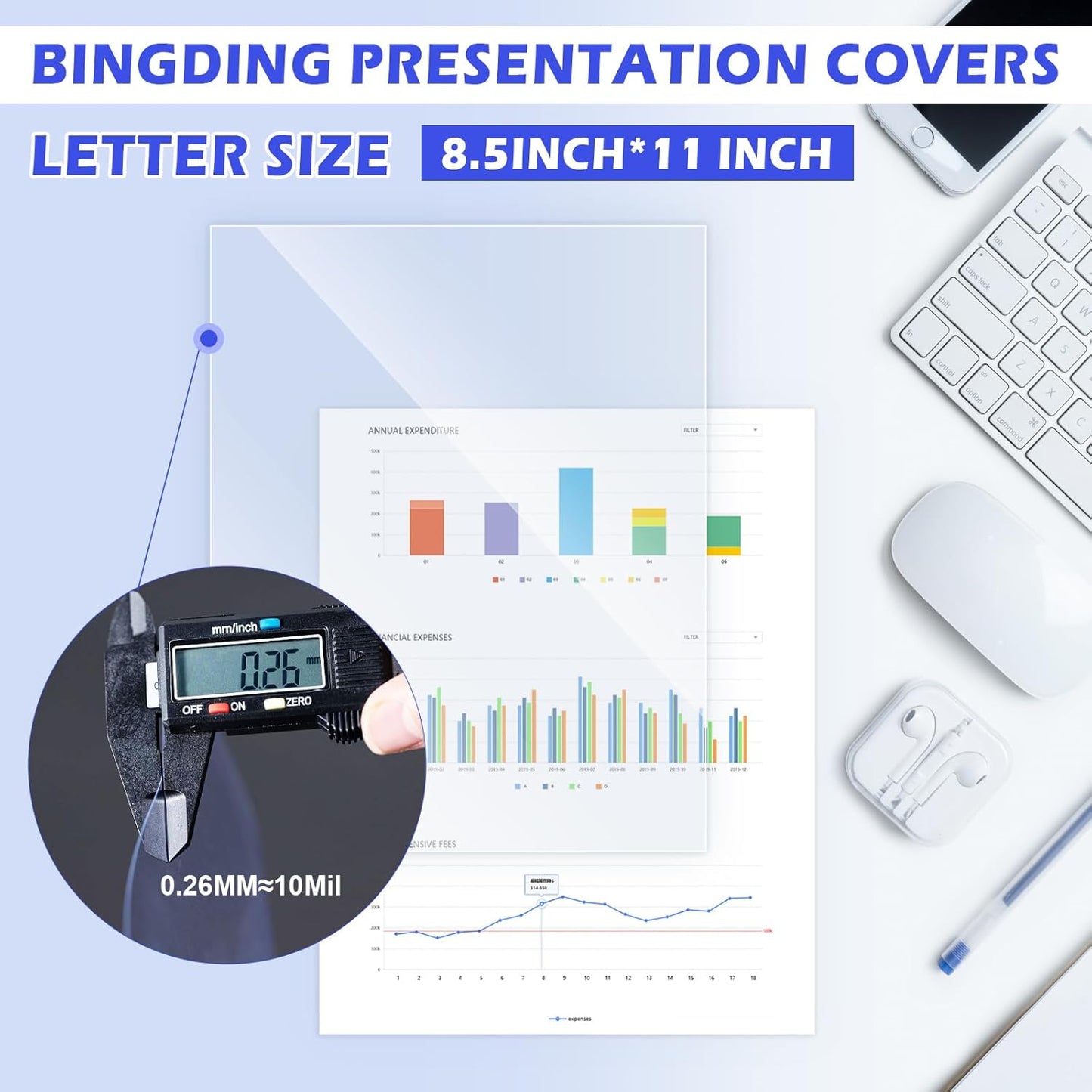TOTiyea 200 Pack 5 Mil PVC Binding Presentation Covers, Clear Report Covers for Binding,8.5x11 Inches,Letter Size