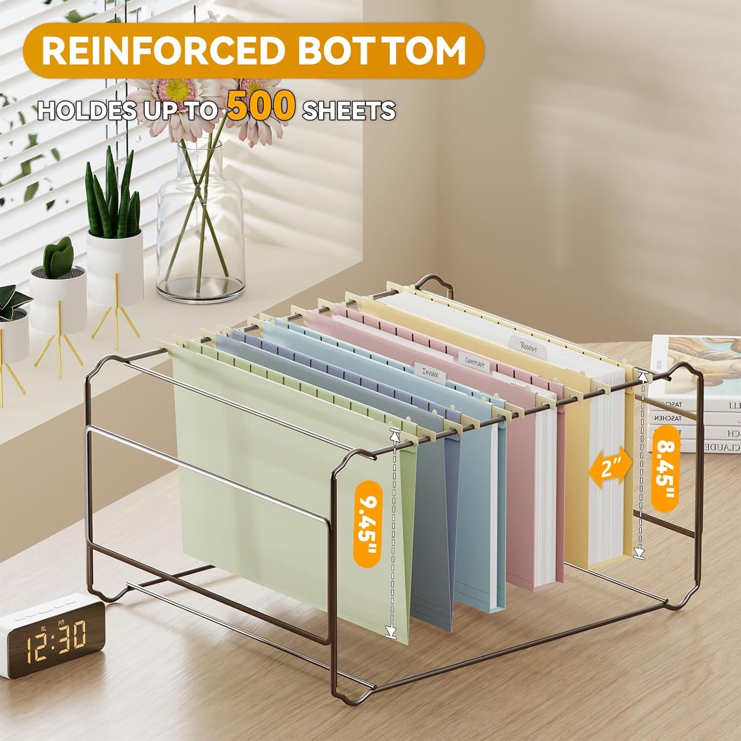 Plastic Hanging File Folders Letter Size,12 Pack Reinforced Filing Cabinet Folders with Tabs,Macaron Heavy Duty Hanging Organizer Foldrs for File Box & File Frame,Designed for Home Office