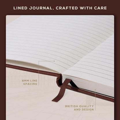 BEECHMORE BOOKS Large Lined Journal Notebook, 8.5" x 11.5" (A4) Hardcover Vegan Leather Executive Diary for Work, Thick 120gsm Paper, Lay-Flat Binding, Gift Box