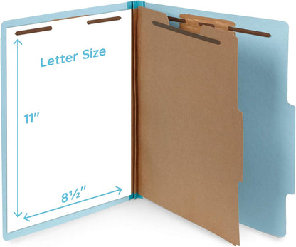 Blue Summit Supplies 30 Blue Classification Folders - 1 Divider - 2 Inch Tyvek Expansions - Durable 2 Prongs for Standard Medical Files, Law Client Files, Office Reports - Letter Size, Blue, 30 Pack