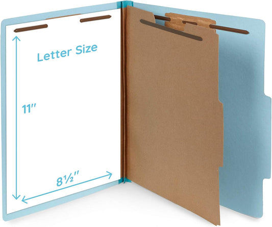 Blue Summit Supplies 30 Blue Classification Folders - 1 Divider - 2 Inch Tyvek Expansions - Durable 2 Prongs for Standard Medical Files, Law Client Files, Office Reports - Letter Size, Blue, 30 Pack