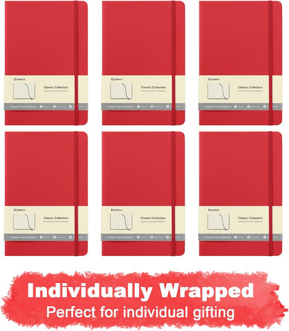 Comix 6 Pack Lined Journal Notebooks for Work, 240 Pages, 5.5"x8.3", Black, Hardcover, A5 Medium College Ruled, Journaling Notebooks for Notes-Taking, Fits for Office School Home