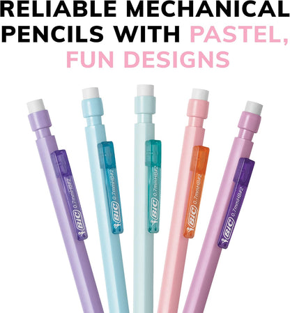 BIC Xtra-Sparkle Number 2 Mechanical Pencils With Erasers, Medium Point (0.7mm), 24-Count Pack, Mechanical Pencils for School Supplies