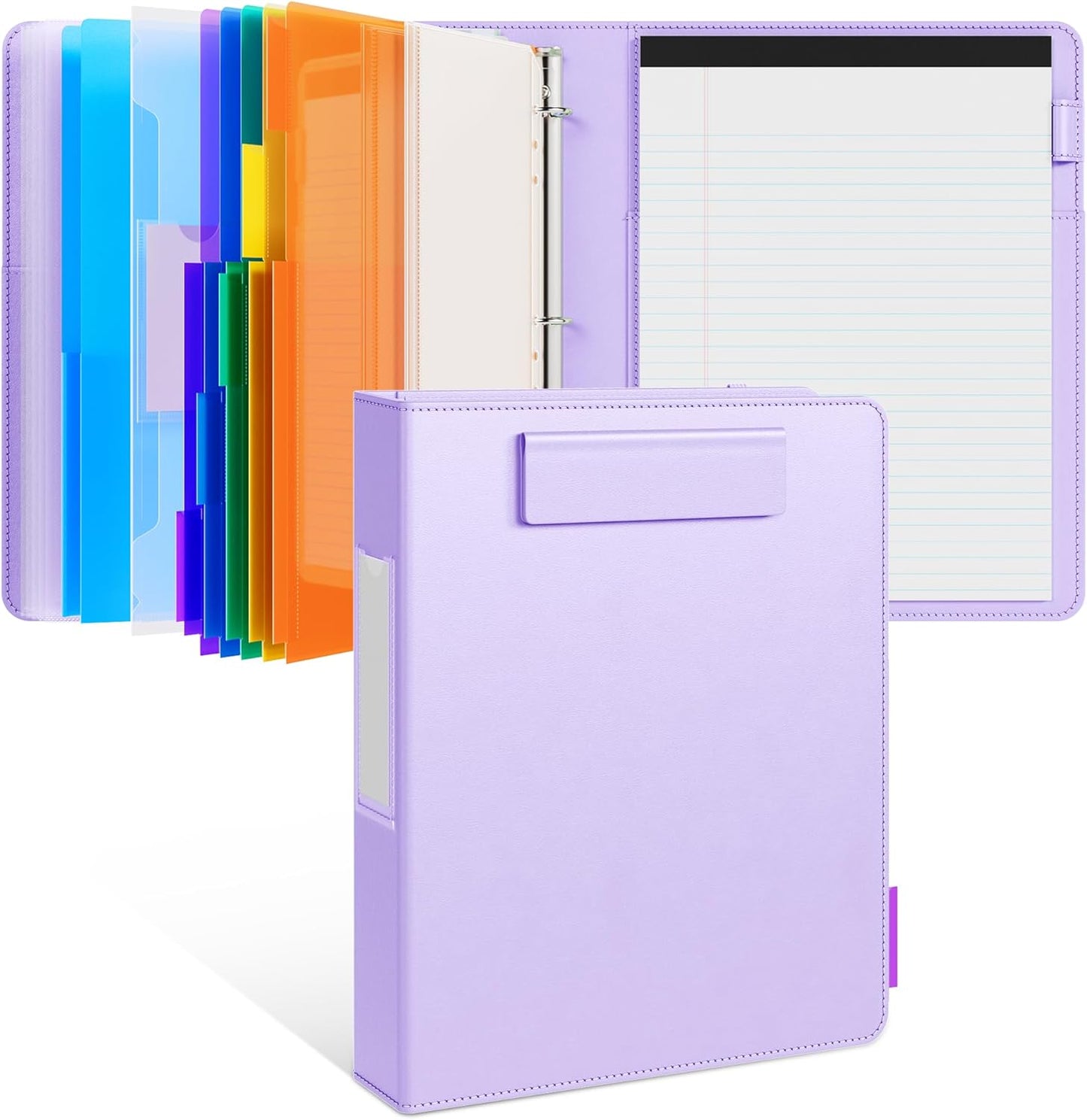 JoyCat 3 Ring Binder Clipboard with Storage,12.4"x10.2"Magnetic Clipboard Folder with 5 Expandable Folders,Refillable Lined Notepad (11" x 8.5"),Ideal for School Office Nursing(Pink)