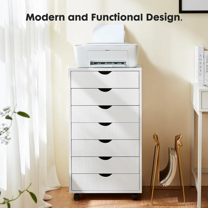 OLIXIS 5 Drawer Mobile File Cabinet Under Desk Storage Organization with Wheels Vertical Filing Chest Rolling Wood Small Desk Printer Stand for Home Office, 15.75"D x 18.74"W x 25.39"H, Black