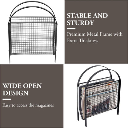 MyGift Magazine Rack, Floor Freestanding Magazine Holder for Bathroom Bedroom Office, Books Newspapers File Mail Organizer, Mid Century Modern Decor Wire Storage for Tablets and Documents