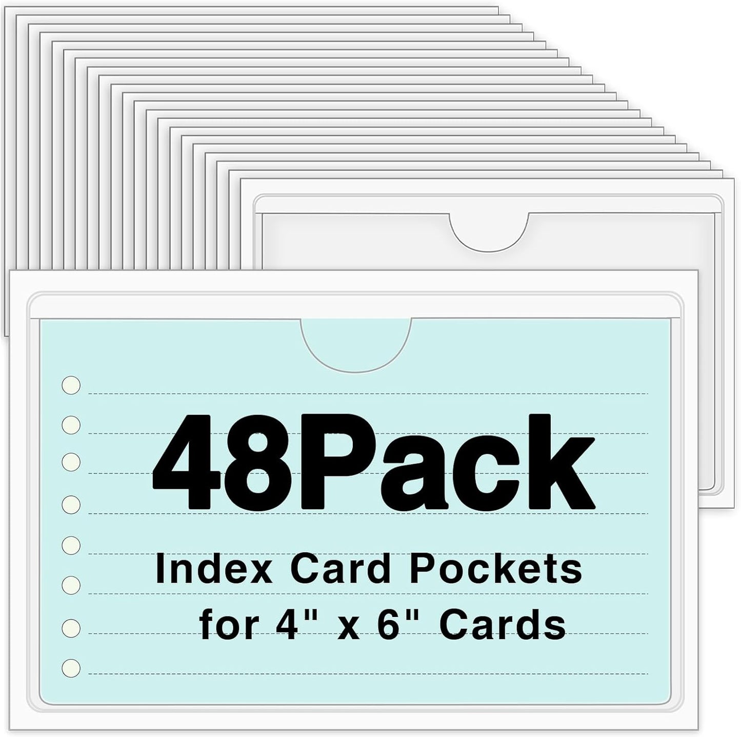 36 Pack 3" x 5" Index Card Holder Adhesive Plastic Label Holders Clear Tote Bag Labels Stickers for Organizing Storage Bins Library Card Shelves