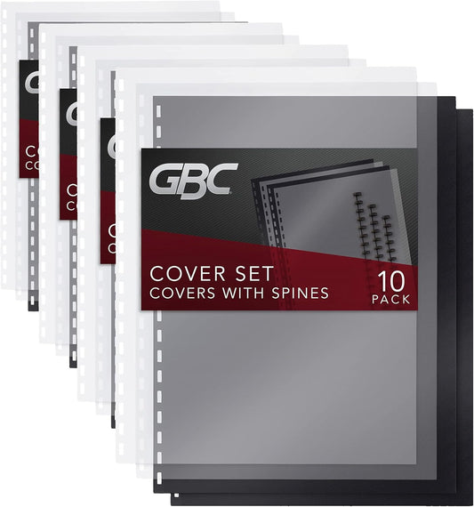 GBC ZipBind Pre-Punched Cover Set, Clear/Black, 10-Pack (26003)